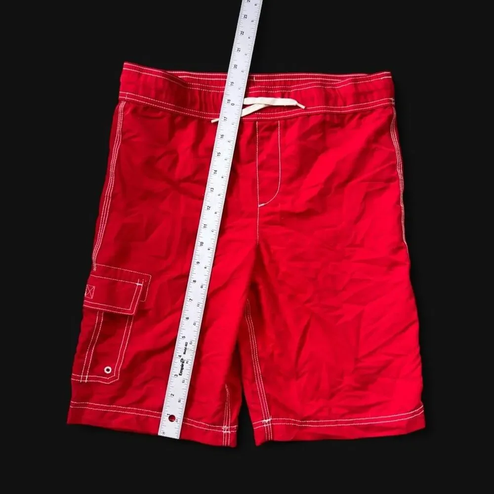 Lands' End Kids Retro-like Red Swim Trunks